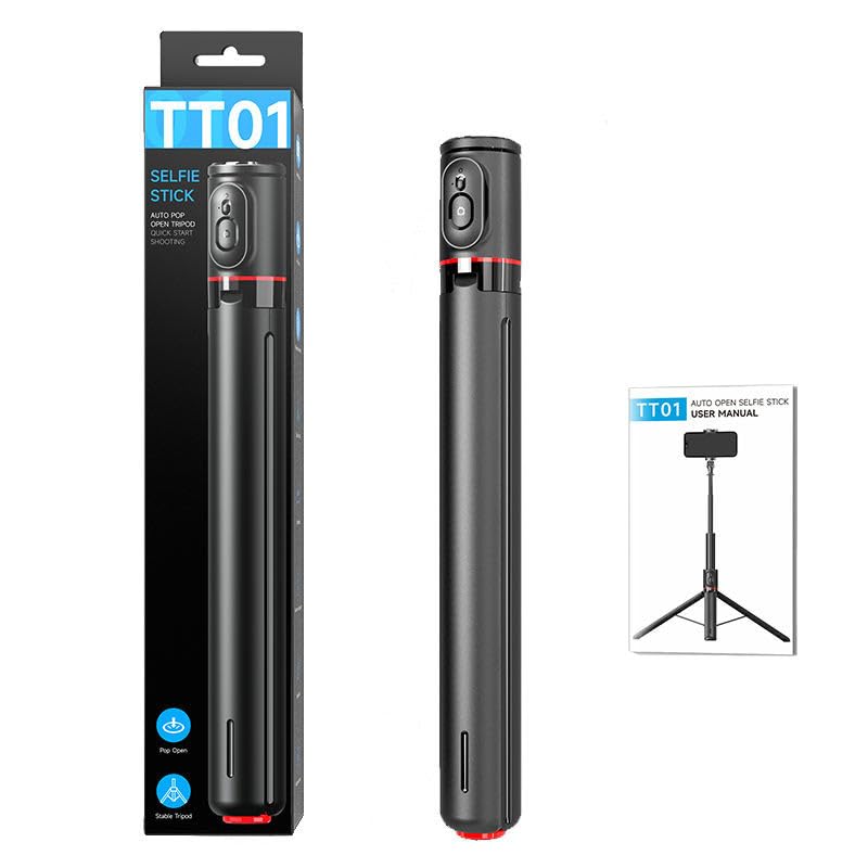 TT01 Selfie Stick Integrated with Automatic Pop up Tripod Remote